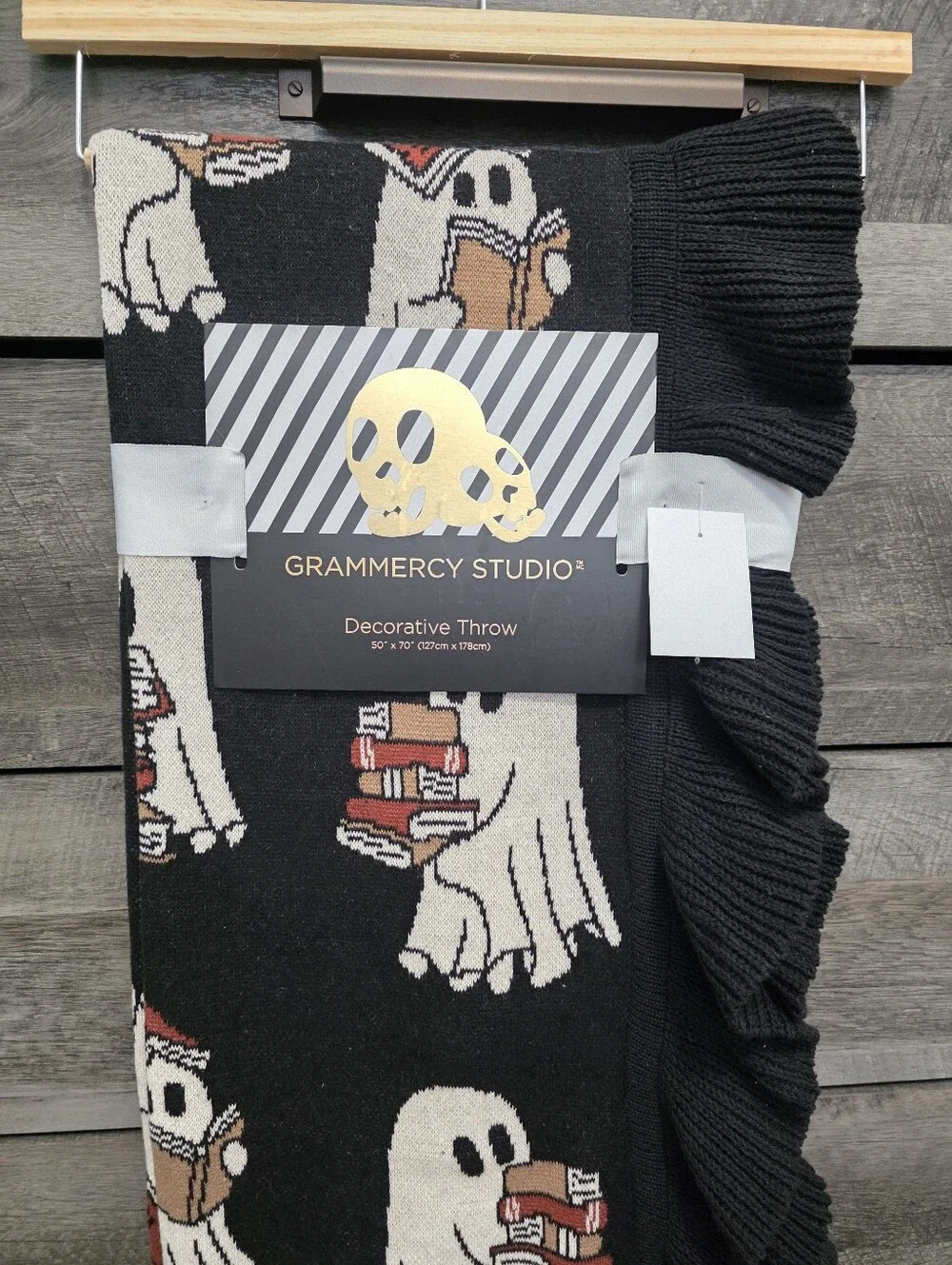 Grammercy Studio Halloween Ghost Reading Books Decorative Throw Blanket Viral